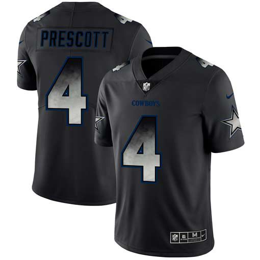 Men Dallas cowboys #4 Prescott Nike Teams Black Smoke Fashion Limited NFL Jerseys